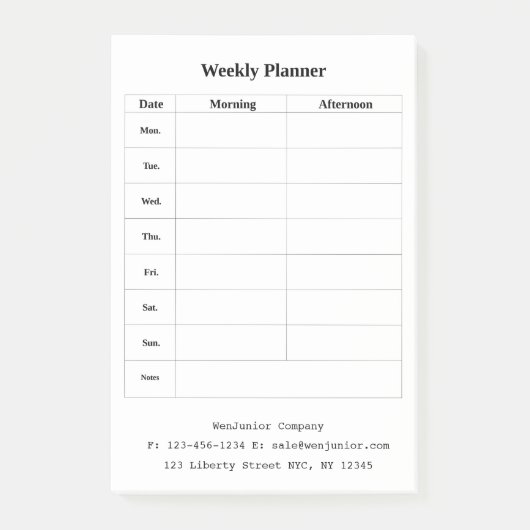 Geschäfts-wöchentliche Post-it Klebezettel (Vorderseite)