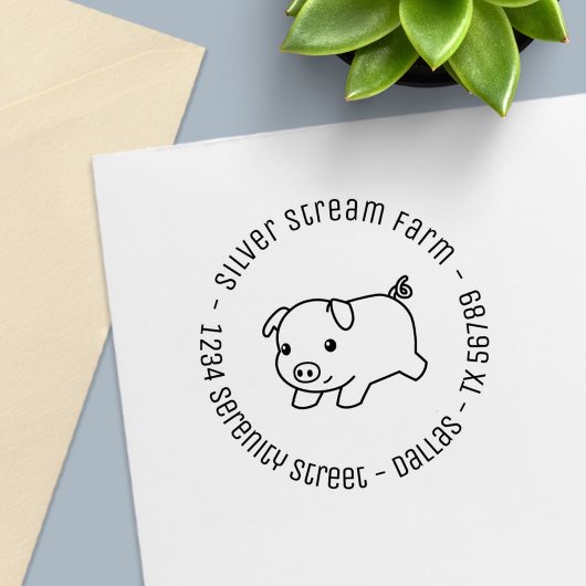 Geschäftsadresse 2 von Schweinefleisch Permastempel