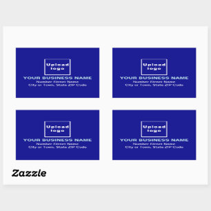 Geschäftsadresse auf Blue Rectangle Aufkleber