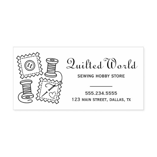 Geschäftsadresse des Quilt Sewing Craft Hobby Gummistempel (Prägung)