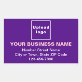 Geschäftsadresse und Telefonnummer auf Lila Rechteckiger Aufkleber (Vorderseite)