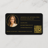 Geschäftsberater Schwarz-Gold-Foto-QR-Code Visitenkarte (Rückseite)