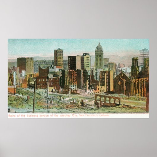 Geschäftsbereich in Ruinen nach Feuer Poster (Vorne)