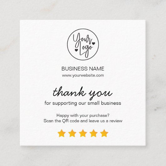 Geschäftsbericht QR Code Review Link Quadratische Visitenkarte (Vorderseite)