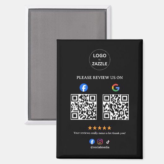 Geschäftsbewertung mit QR-Code Magnet (Vorderseite/Rückseite)