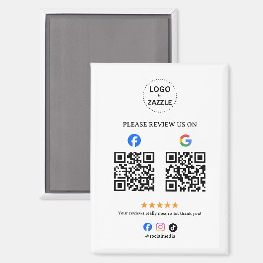 Geschäftsbewertung mit QR-Code Magnet (Vorderseite/Rückseite)