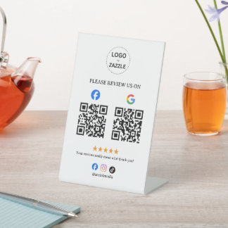 Geschäftsbewertung mit QR-Code Sockelschild