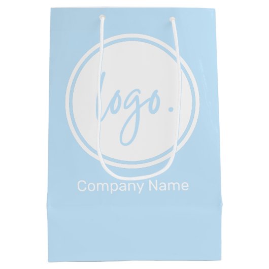 GESCHÄFTSBRANCHE MIT FirmenNAME & LOGO AUF BLAUE Mittlere Geschenktüte (Rückseite)