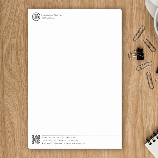 Geschäftsbriefvorlage mit Logo und QR-Code Post-it Klebezettel