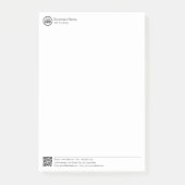 Geschäftsbriefvorlage mit Logo und QR-Code Post-it Klebezettel (Vorderseite)