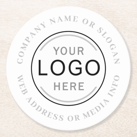 Geschäftscafé-Logo oder Markenbezeichnung Moderne  Runder Pappuntersetzer (Vorderseite)