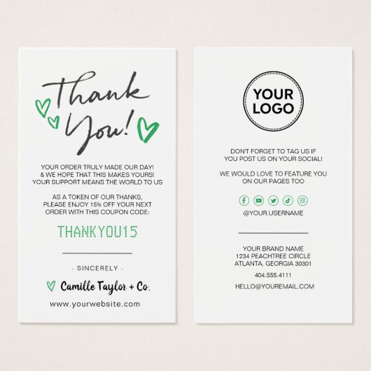 Geschäftsdanken & Code-Karte | Modern (Vorne & Hinten)