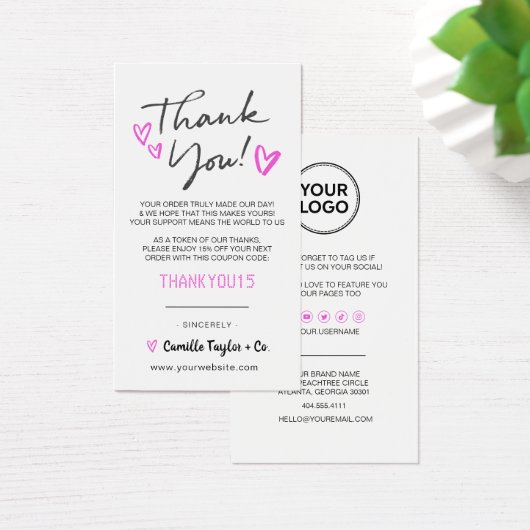 Geschäftsdanken & Code-Karte | Modern (Schreibtisch)