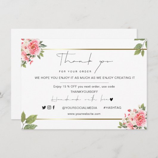 Geschäftsdanken: Elegantes Blumen-Gold-Logo (Vorne/Hinten)