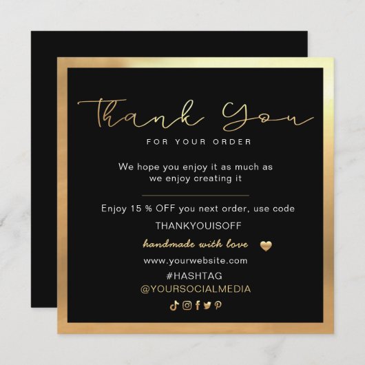 Geschäftsdanken: Elegantes Schwarz und Gold (Vorne/Hinten)