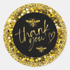 Geschäftsdanken: Elegantes Schwarz und Gold Runder Aufkleber