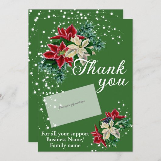 Geschäftsdanken Poinsettia Karteninhaber Feiertagskarte (Vorne/Hinten)