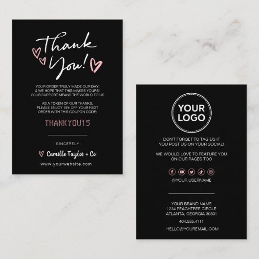 Geschäftsdanken & Rabattcode | Modern Treuekarte (Vorne/Hinten)