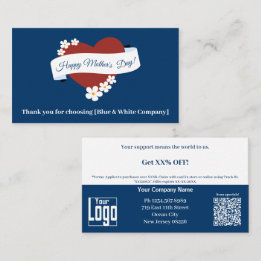 Geschäftsdanken Rotes Herz Glücklicher Muttertag Rabattkarte