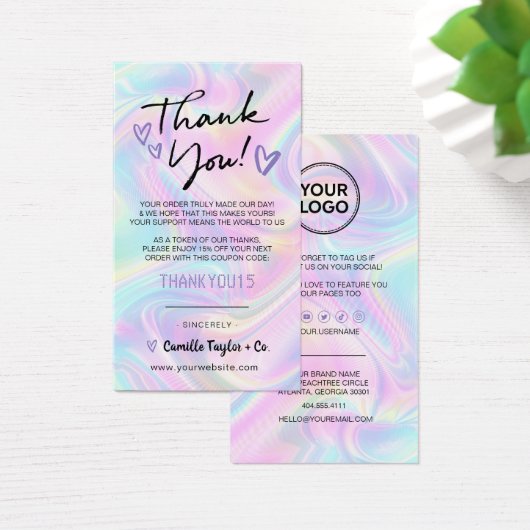 Geschäftsdanken Sie dem Rabatt Code Card Holograph (Schreibtisch)