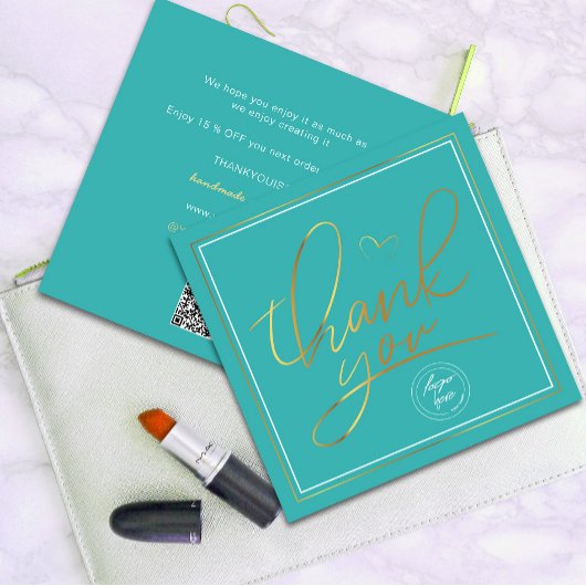 Geschäftsdanken Sie eleganten Türkis und Gold