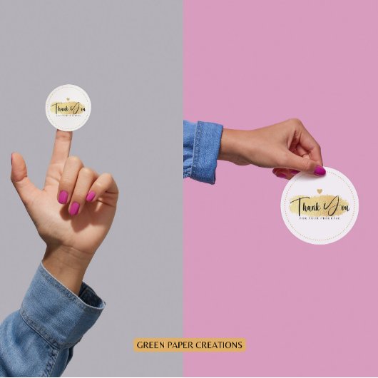 Geschäftsdanken Sie Stickers Gold, Circle Aufklebe