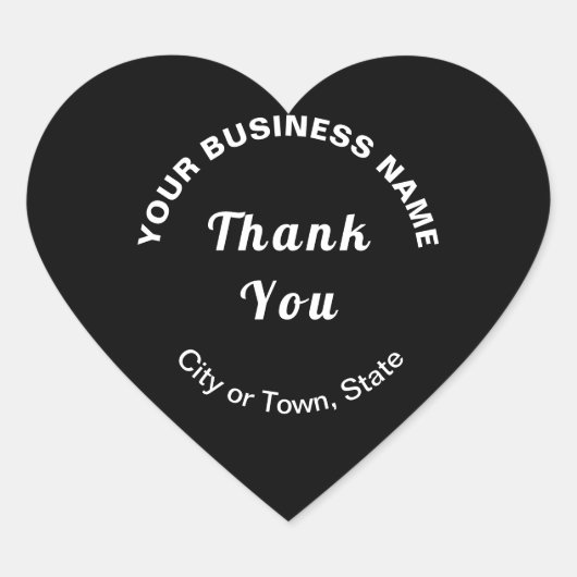 Geschäftsdanken Sie Texte zum Schwarzen Herzsticke Herz-Aufkleber (Vorderseite)