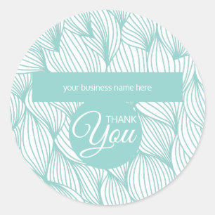 Geschäftsdanken Soft Blue und White Botanic Runder Aufkleber