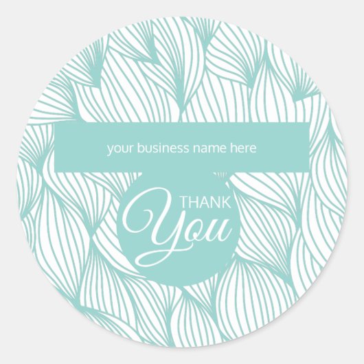 Geschäftsdanken Soft Blue und White Botanic Runder Aufkleber (Vorderseite)