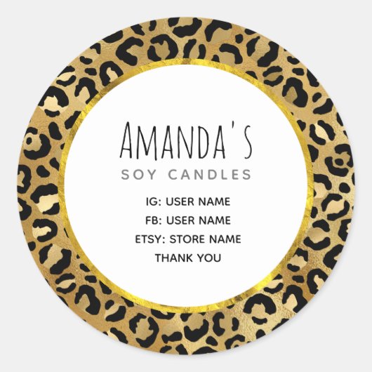 Geschäftsfeld "Wild & Exotic Leopard Print Pattern Runder Aufkleber (Vorderseite)