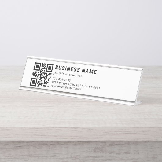 Geschäftsfördernder QR-Code Schreibtischnamensplakette (Vorderseite )