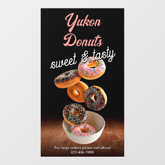 Geschäftsförderung für maßgeschneiderte Donut-Shop Fensteraufkleber (Blatt)