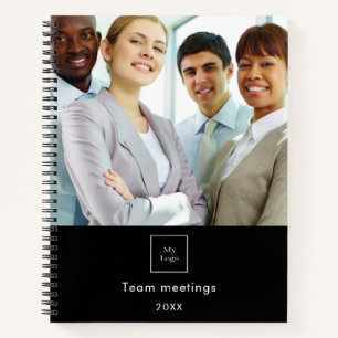 Geschäftsfoto-Logo Schwarzweiß-Team QR-Code Notizblock