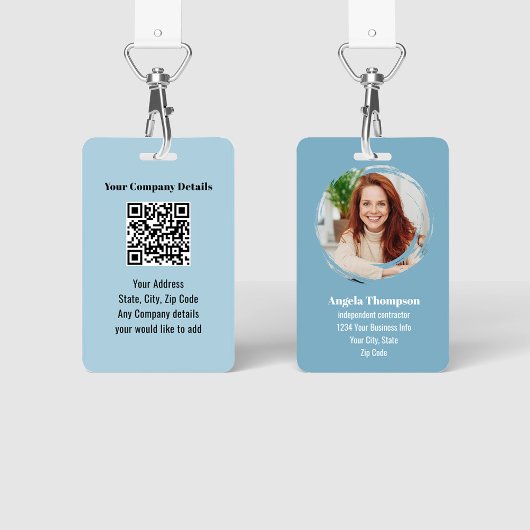 Geschäftsfoto-QR-Code Blau Mitarbeiter Ausweis