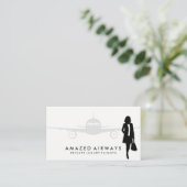 Geschäftsfrau | Flugzeug Visitenkarte (Stehend Vorderseite)