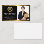 Geschäftsfrau | Gold-Metallische Grenze Visitenkarte (Vorne/Hinten)