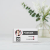 Geschäftsfrau lächelt | Unternehmen | QR-Code Visitenkarte (Stehend Vorderseite)