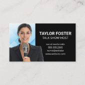 Geschäftsfrau mit Mikrofon Visitenkarte (Vorderseite)