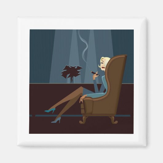 Geschäftsfrau Rauchen Auto Magnet (Vorne)