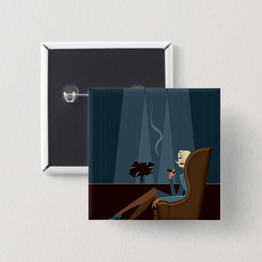 Geschäftsfrau-rauchende Zigarre Button (Vorne & Hinten)