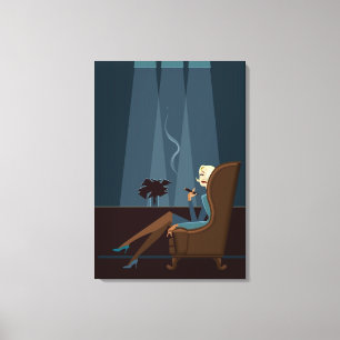 Geschäftsfrau-rauchende Zigarre Leinwanddruck