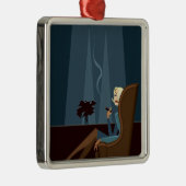 Geschäftsfrau-rauchende Zigarre Silbernes Ornament (Rechts)