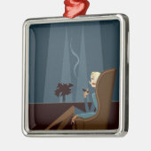 Geschäftsfrau-rauchende Zigarre Silbernes Ornament (Links)