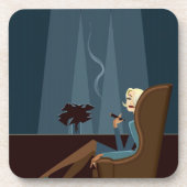 Geschäftsfrau-rauchende Zigarre Untersetzer (Vorderseite)