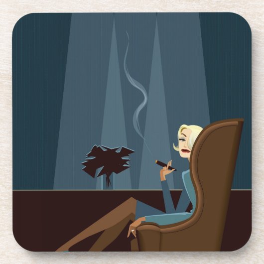 Geschäftsfrau-rauchende Zigarre Untersetzer (Vorderseite)