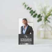 Geschäftsfrau | Real Anwesen Logo | Metallische Tr Visitenkarte (Stehend Vorderseite)