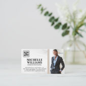 Geschäftsfrau | Schnellantwortcode Visitenkarte (Stehend Vorderseite)