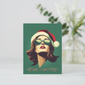Geschäftsfrau Weihnachtsfeier Postkarte (Stehend Vorderseite)