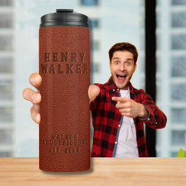 Geschäftsführer Brown Vegan Leather Thermosbecher