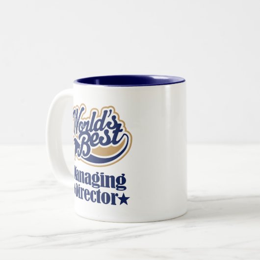 Geschäftsführer Geschenk für (Welten gut) Zweifarbige Tasse (Vorderseite Links)